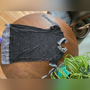 Misia Charcoal and Heather Blouse, Size Large, See Photo Damaged Collar